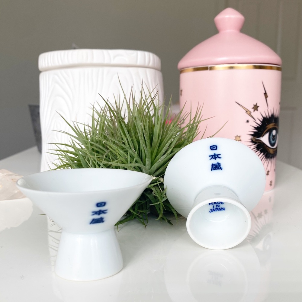 pair vintage ceramic sake cups made in Japan